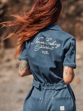 P&Co Never Ending Pursuit boilersuit jumpsuit denim blue womens size 10